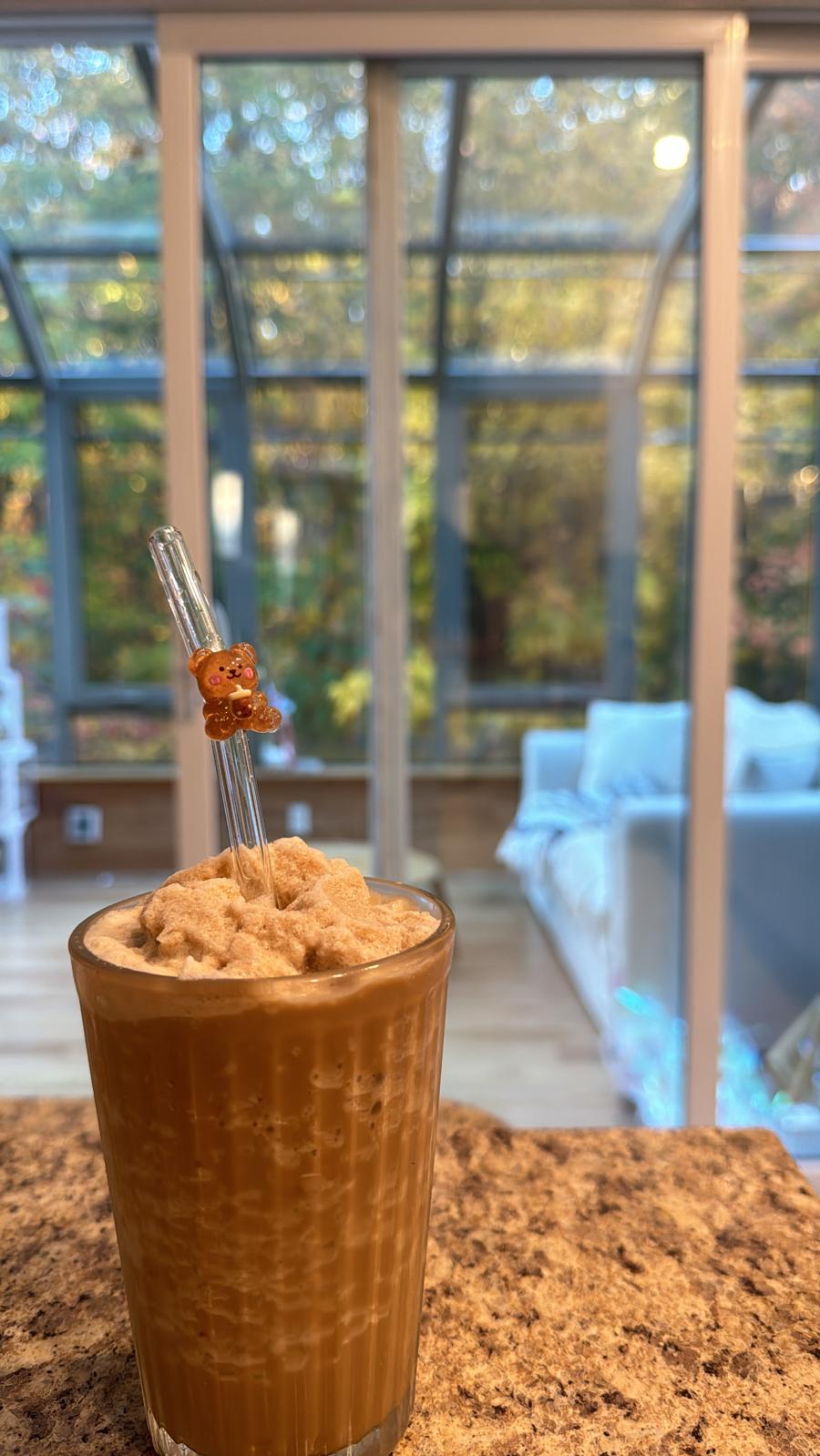 Whipped coffee with bear straw